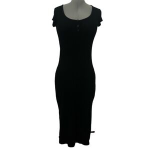 Rag & Bone Ribbed Short Sleeve Black Maxi Dress Size XS